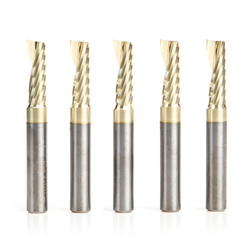Paquete 5 piezas broca CNC espiral para aluminio Up-Cut  ZrN 1/4 x 5/8 X 1/4  51402-Z-5