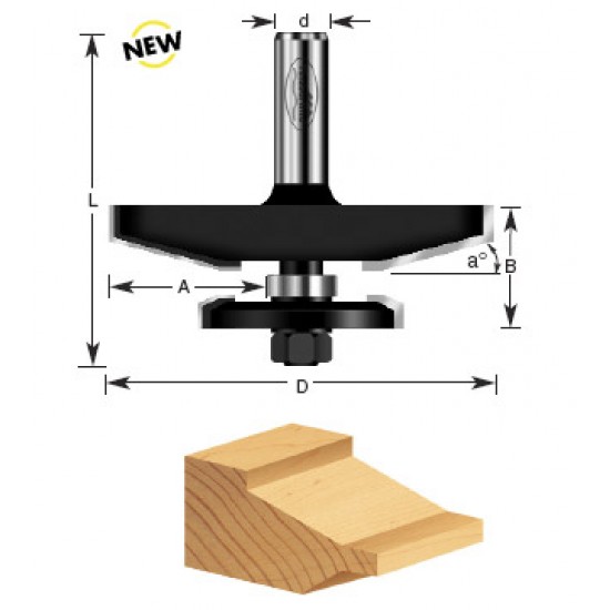 Broca Timberline para madera de 1/2" con 2 filos para Panel de Puerta con cortador y balero (friso) 420-54