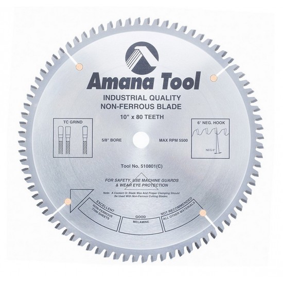 Disco 10" Amana Tool para Aluminio.