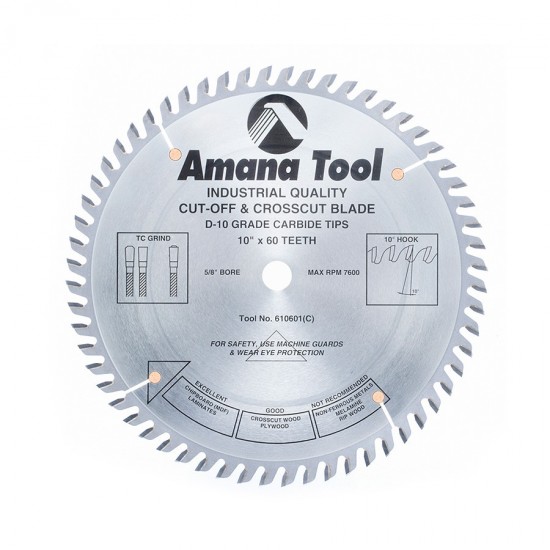Disco 10" (250mm) con 60 Dientes Amana Tool para Cut-Off  TCG (Diente Triple Bisel) 610601