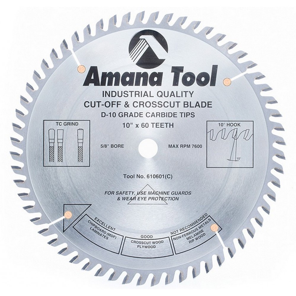 Disco 10"(250mm) con 60 dientes Amana Tool para MDF uso general 610601C