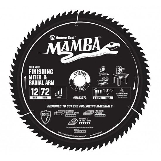 Disco Mamba 12" Amana Tool ATB+F para madera