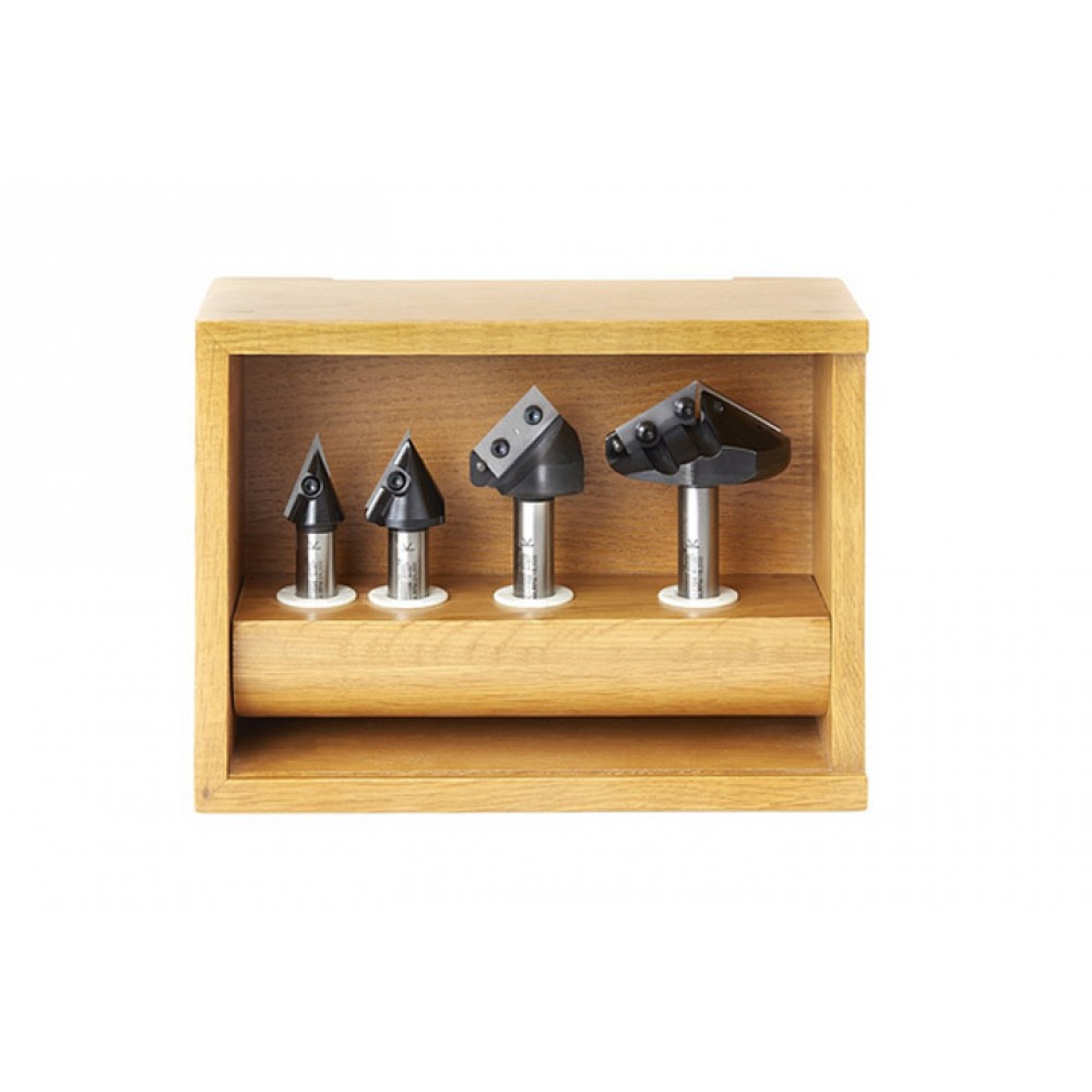 Colección de 4 Brocas Amana Tool para CNC con estante de madera AMS-150