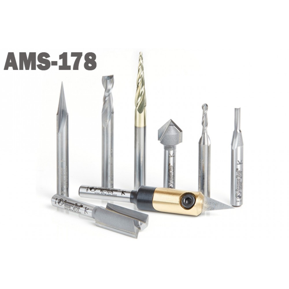 Juego de 8 Brocas Amana Tool para rotulación y grabado AMS-178